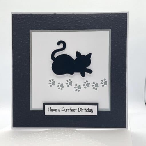 Cat Birthday Card Black Front scaled
