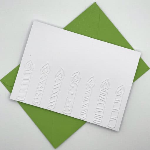 EMB059 happy birthday candles embossed cards above scaled