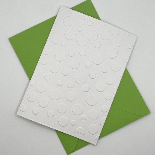EMB129 Bubbles embossed cards above
