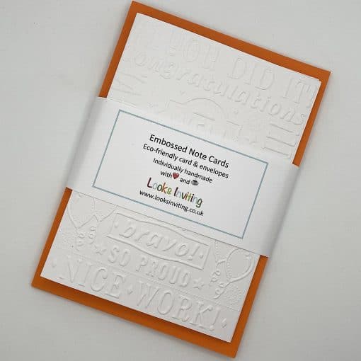EMB010 Well Done embossed cards wrapped