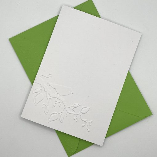 EMB072 Bird on a Branch embossed cards above